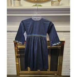 PETIT BATEAU Dress Made in France Buttons Down Back Ties 100% Cotton SZ 6